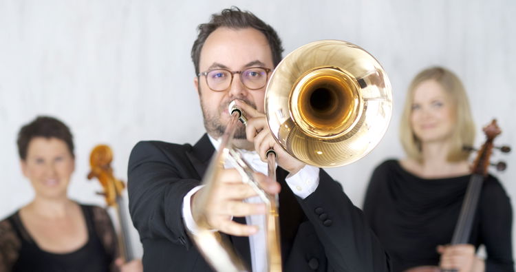 Trombone player Audun Breen with musicians from the Oslo Philharmonic